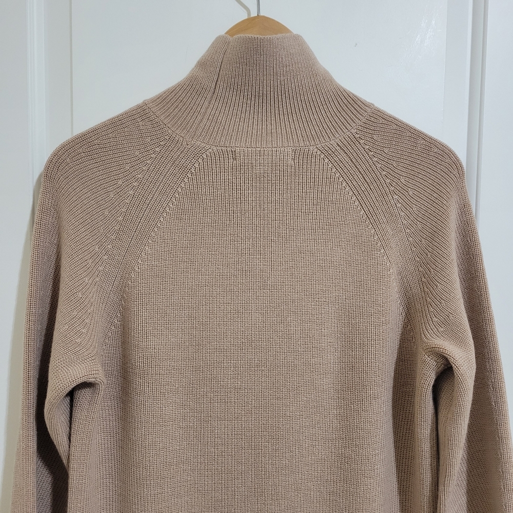Banana Republic Mock Neck Responsible Wool Merino Mini Dress M Sand Dune - Picture 7 of 10